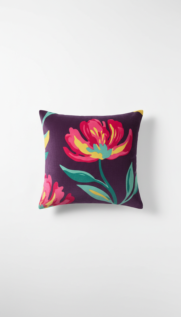 Eggplant Velvet Bloom decorative pillow