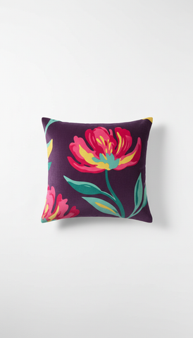 Eggplant Velvet Bloom decorative pillow