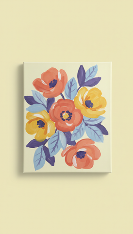 Floral canvas painting with bold brushstrokes