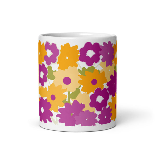 Whimsical Floral Mug - Yellow and Pink