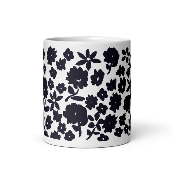 Cottage Floral Garden Mug - Black