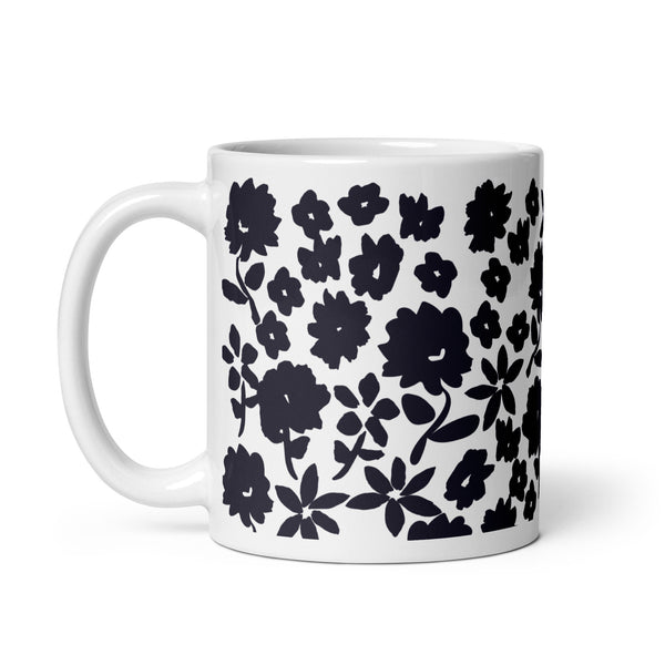Cottage Floral Garden Mug - Black