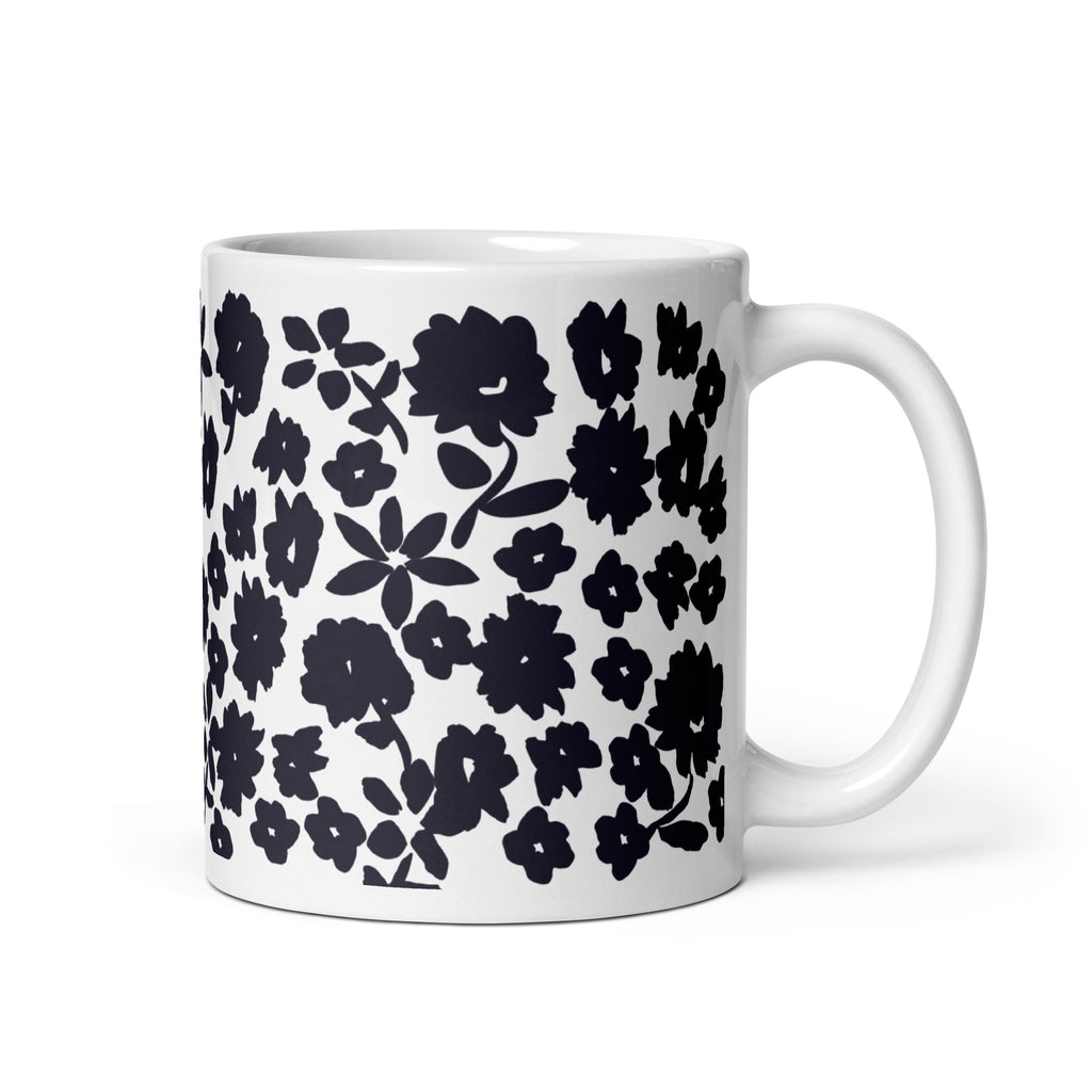 Cottage Floral Garden Mug - Black