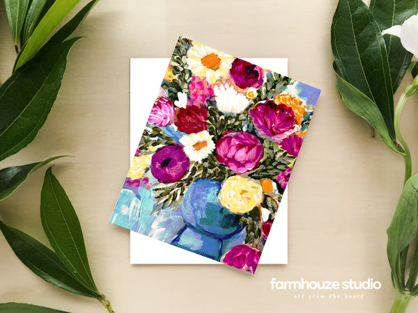 Set of 6 Floral Greeting Cards (blank inside)