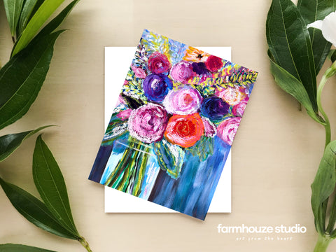 Set of 6 Floral Greeting Cards (blank inside)
